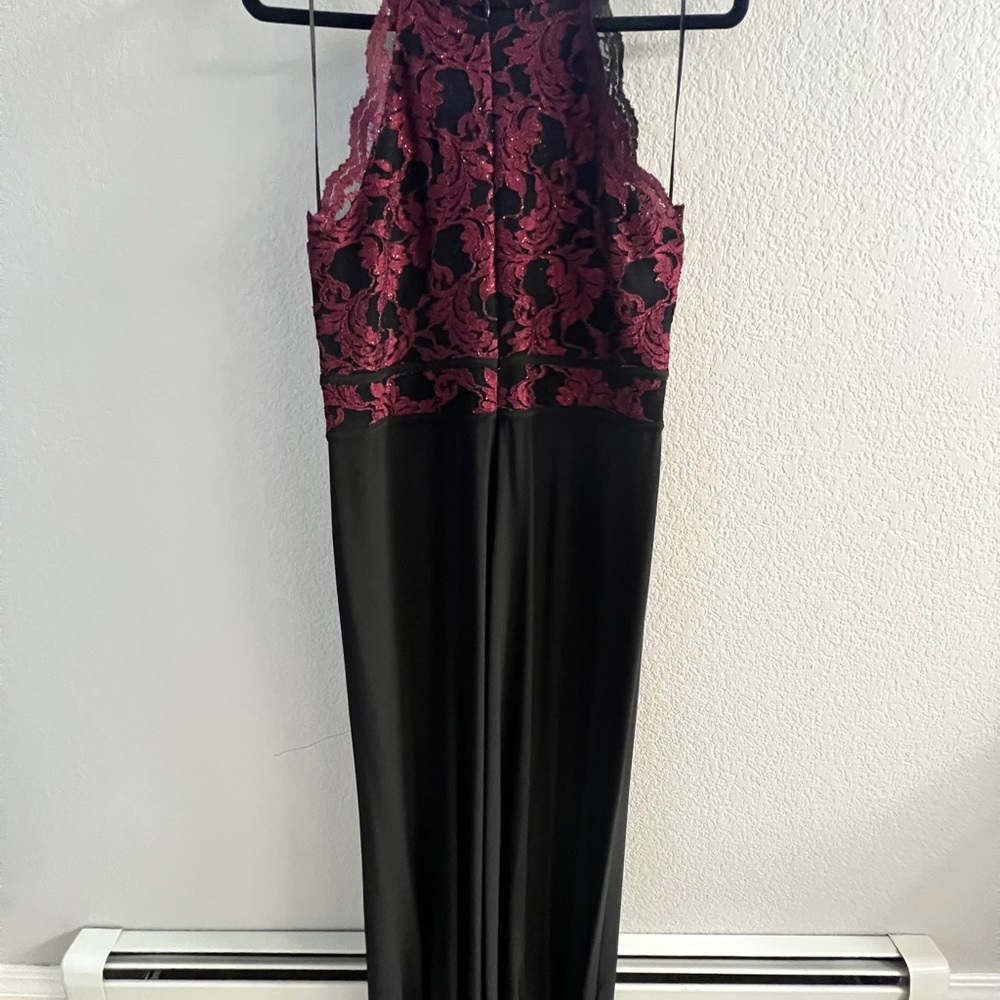 Black/Burgundy Lace Dress Evening Gown Size 14W - Picture 3 of 6